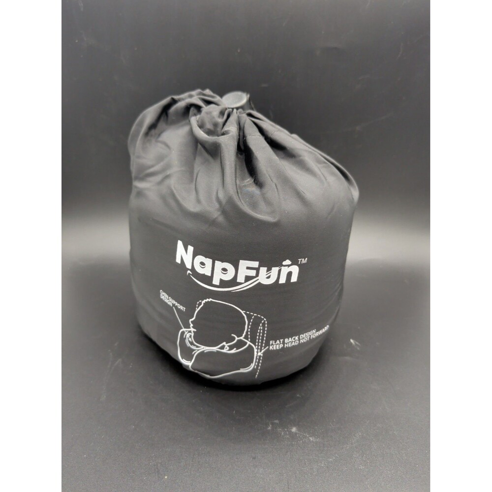 Napfun Travel Neck Pillow With Carry Bag Memory Foam Support For Airplane Black
